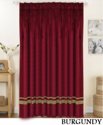 Burgundy Striped Pleated Curtains