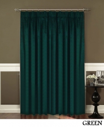 Green Pleated Velvet Curtains