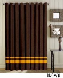 Gold Striped Brown Grommet Curtain