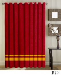 Red Striped Top Grommet Curtains 