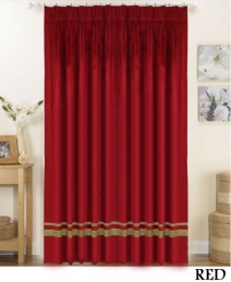 Red Striped Pleated Curtains