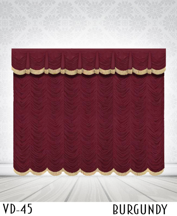 Austrian Curtains For Stage With Golden Lace