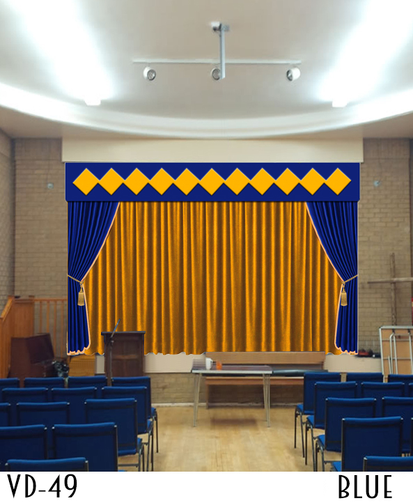 Designer Velvet Stage Curtains With Golden Combination