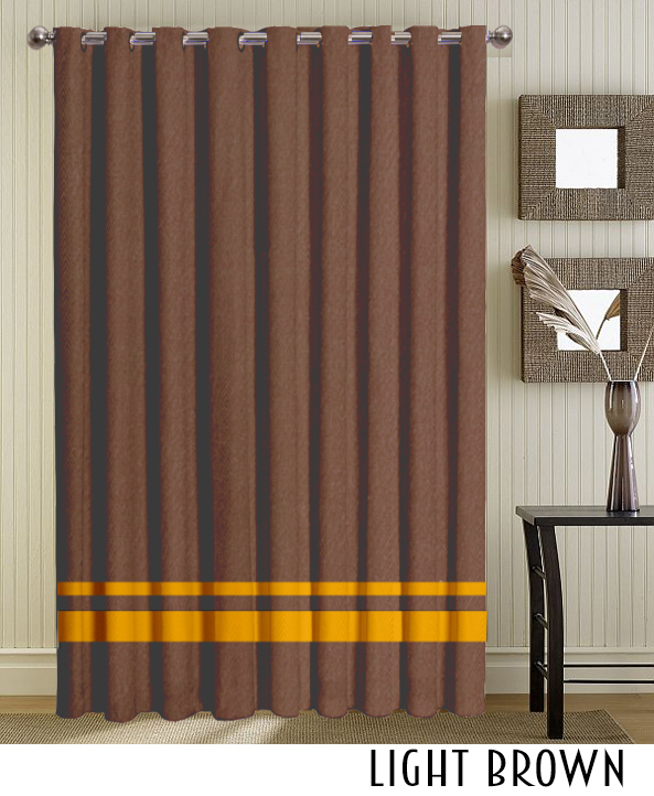 Gold Striped Brown Grommet Curtain