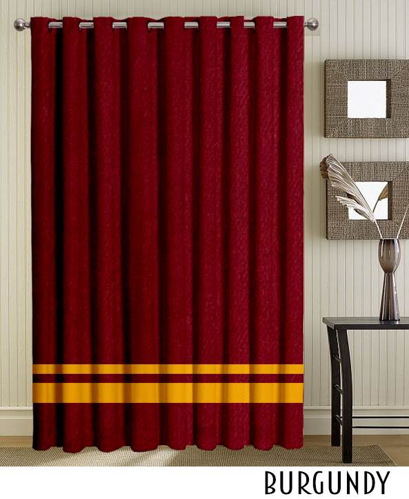 Gold Striped Brown Grommet Curtain