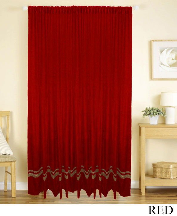 Red Gold Striped Curtains