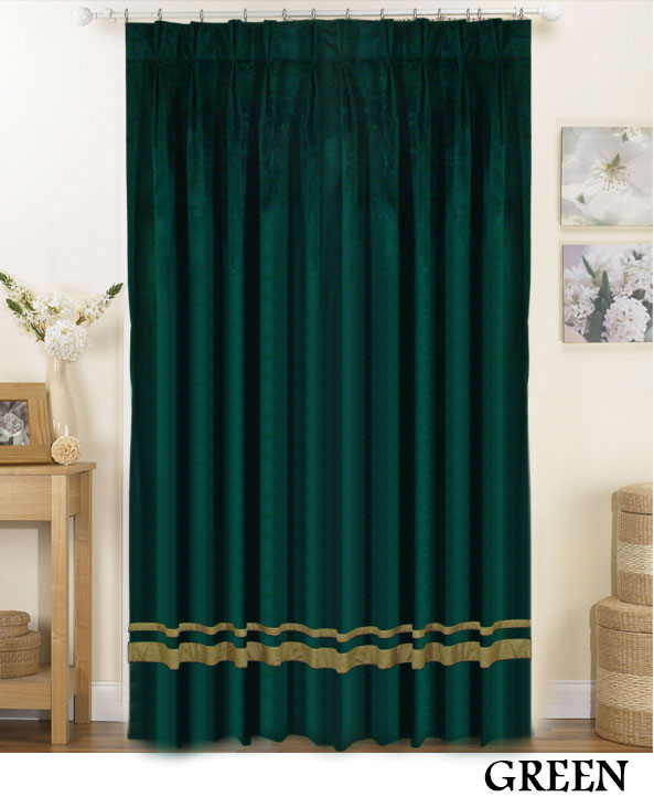 Burgundy Striped Pleated Curtains
