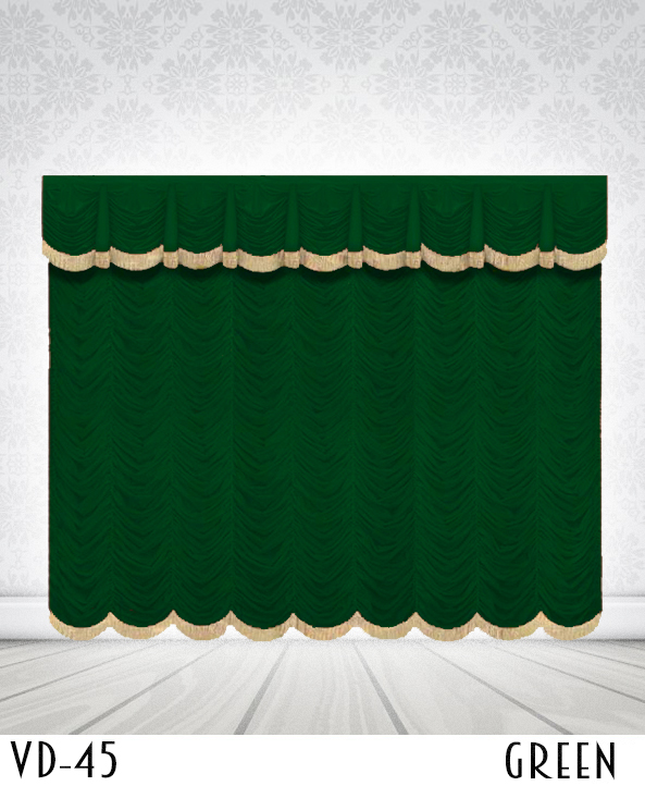 Austrian Curtains For Stage With Golden Lace