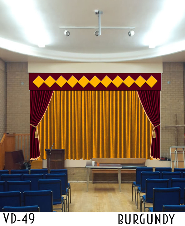 Designer Velvet Stage Curtains With Golden Combination
