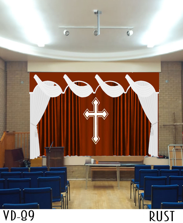 VELVET DRAPERY FOR CHURCH STAGE THEATER SCHOOL CHAPEL